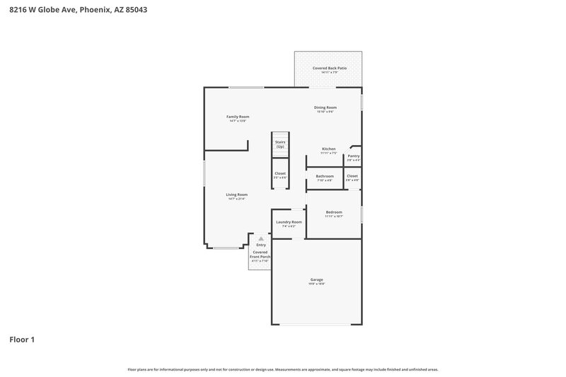 2,235/Mo, 8216 W Globe Ave Phoenix, AZ 85043 Floor Plan View