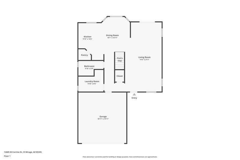 2,095/Mo, 12605 W Corrine Dr El Mirage, AZ 85335 Floor Plan View
