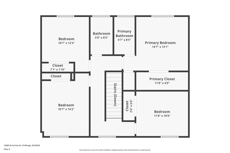 2,095/Mo, 12605 W Corrine Dr El Mirage, AZ 85335 Floor Plan View 2