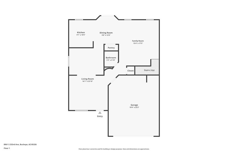 1,845/Mo, 8961 S 253rd Ave Buckeye, AZ 85326 Floor Plan View