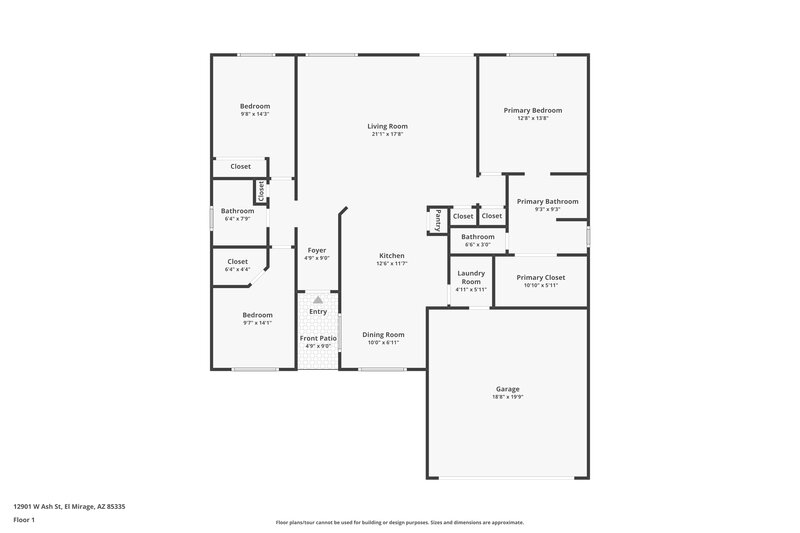 1,720/Mo, 12901 W Ash St El Mirage, AZ 85335 Floor Plan View