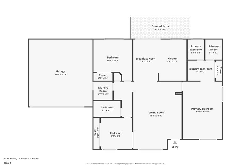 2,320/Mo, 818 E Audrey Ln Phoenix, AZ 85022 Floor Plan View