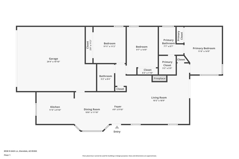 2,090/Mo, 8938 N 64th Ln Glendale, AZ 85302 Floor Plan View