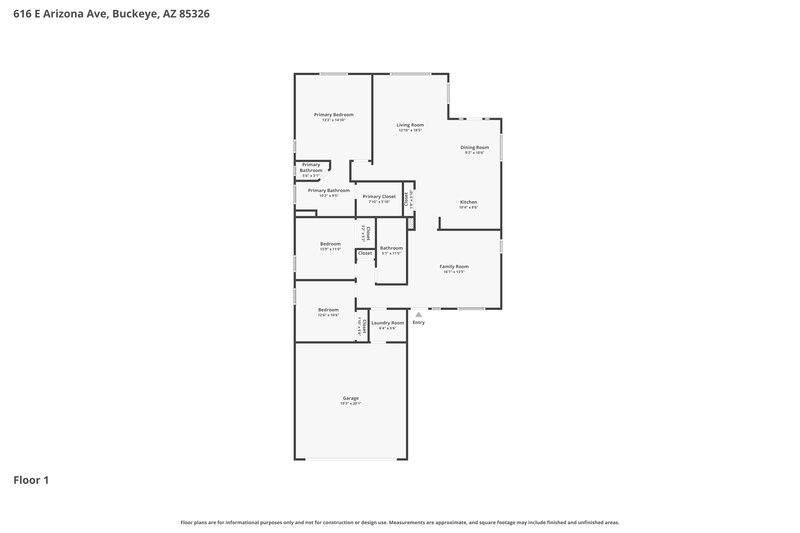 1,870/Mo, 616 E Arizona Ave Buckeye, AZ 85326 Floor Plan View