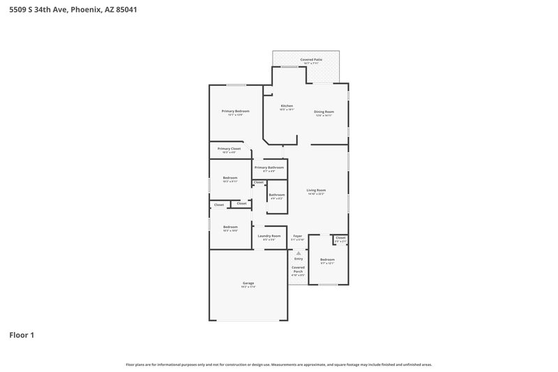 2,055/Mo, 5509 S 34th Ave Phoenix, AZ 85041 Floor Plan View