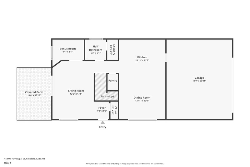 1,975/Mo, 4729 W Havasupai Dr Glendale, AZ 85308 Floor Plan View