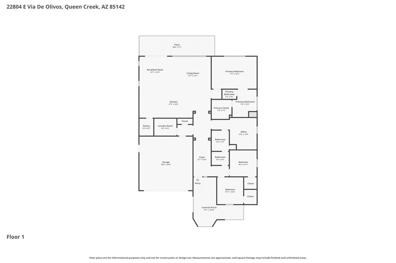 2,560/Mo, 22804 E Via de Olivos Queen Creek, AZ 85142 Floor Plan View