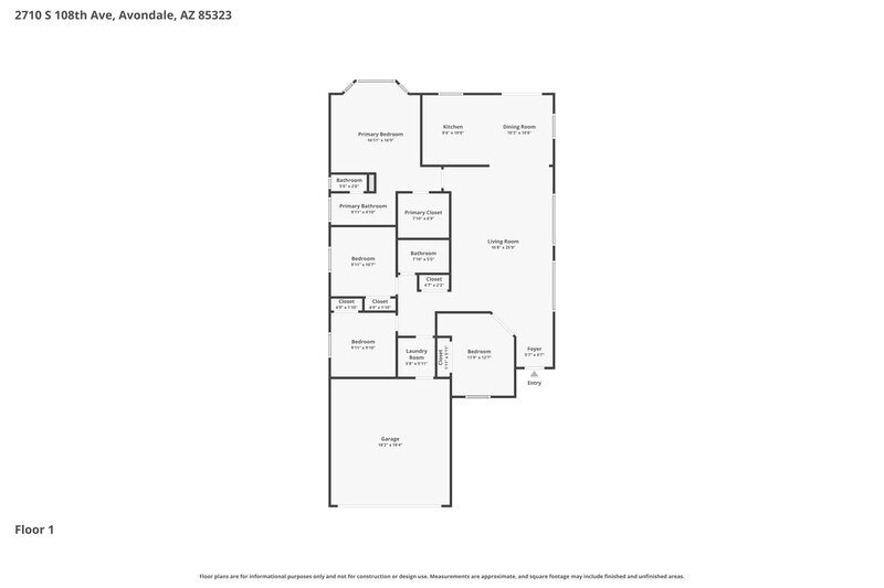 2,230/Mo, 2710 S 108th Ave Avondale, AZ 85323 Floor Plan View