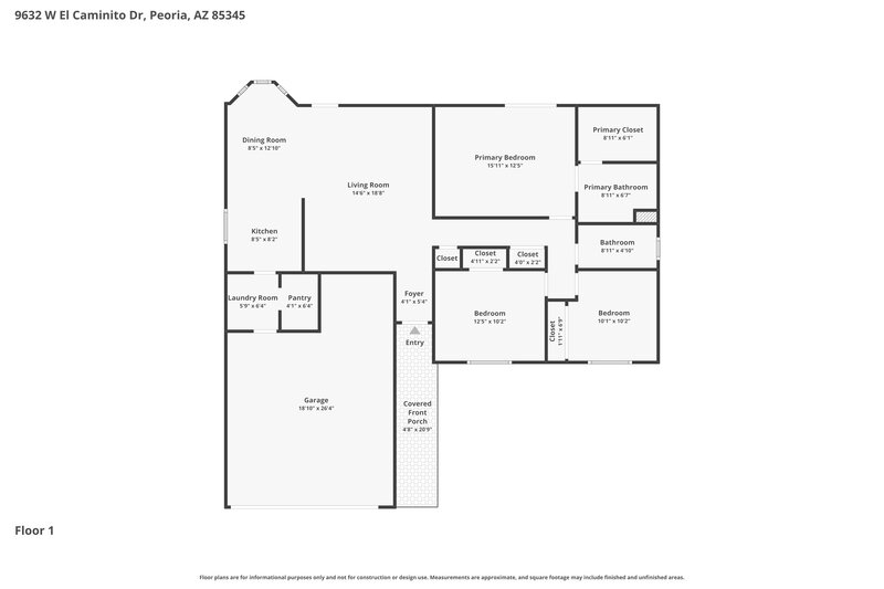 1,835/Mo, 9632 W El Caminito Dr Peoria, AZ 85345 Floor Plan View