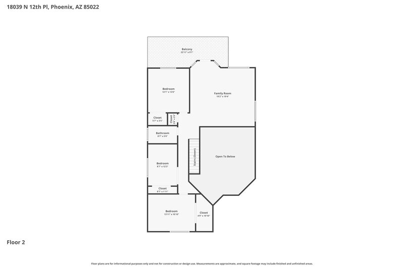 2,365/Mo, 18039 N 12th Pl Phoenix, AZ 85022 Floor Plan View 2
