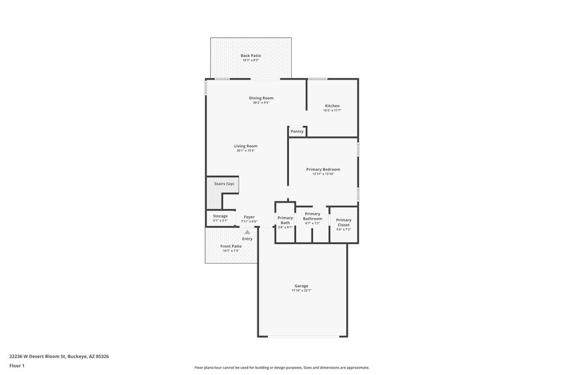 1,830/Mo, 22236 W Desert Bloom St Buckeye, AZ 85326 Floor Plan View