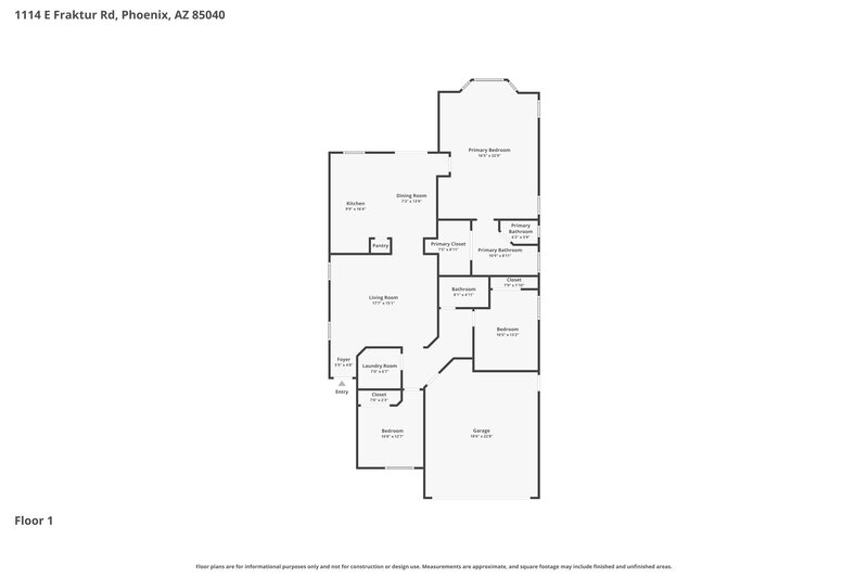 2,195/Mo, 1114 E Fraktur Rd Phoenix, AZ 85040 Floor Plan View
