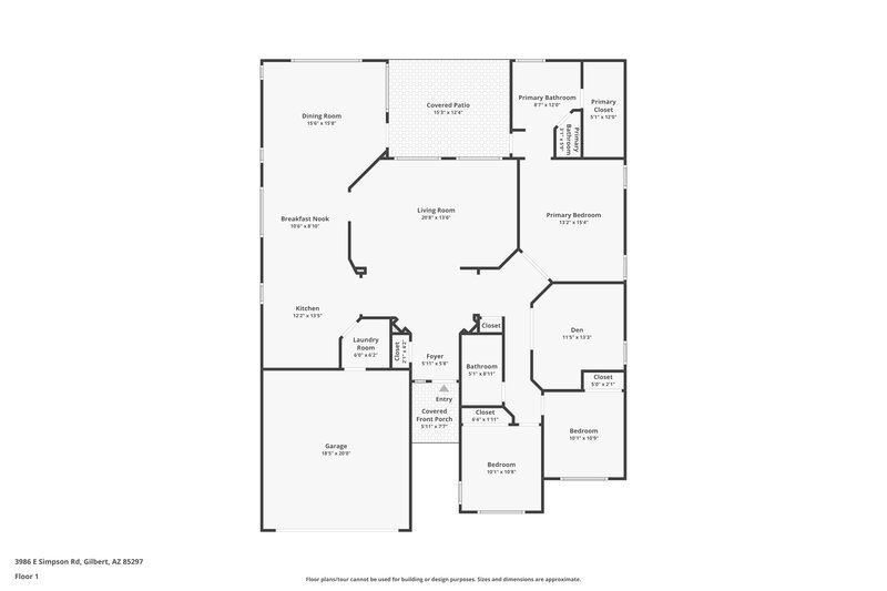 2,230/Mo, 3986 E Simpson Rd Gilbert, AZ 85297 Floor Plan View