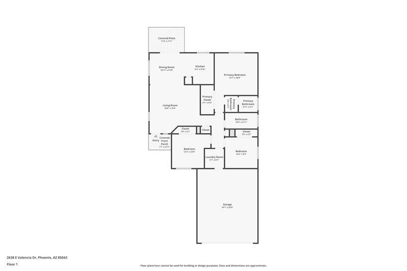 2,030/Mo, 2638 E Valencia Dr Phoenix, AZ 85042 Floor Plan View