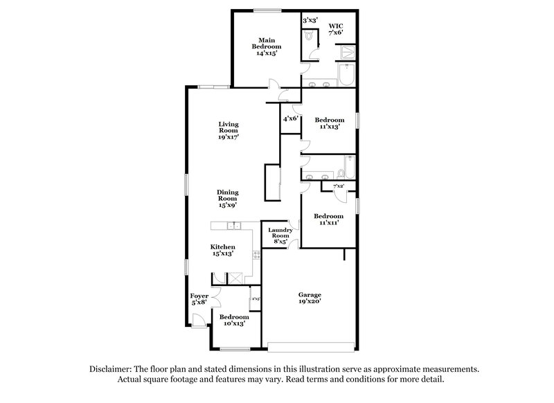2,225/Mo, 4216 S 82nd Ln Phoenix, AZ 85043 Floor Plan View