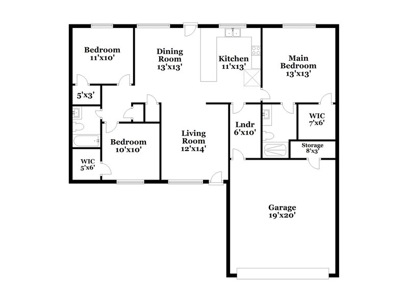 2,090/Mo, 8402 S 15th Way Phoenix, AZ 85042 Floor Plan View