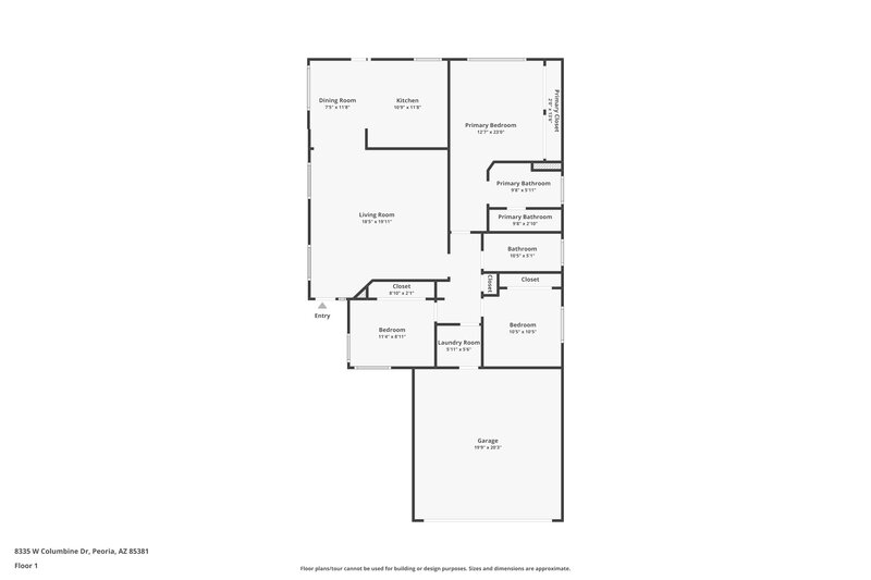 1,835/Mo, 8335 W Columbine Dr Peoria, AZ 85381 Floor Plan View