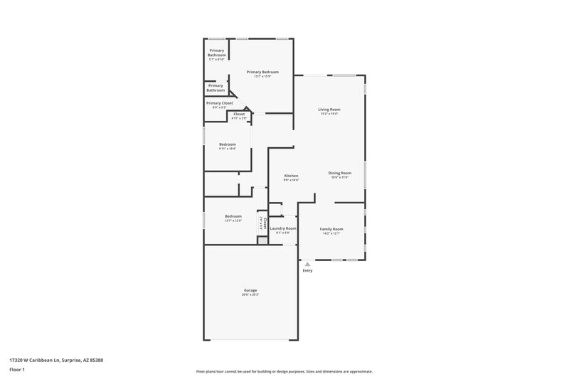 1,770/Mo, 17320 W Caribbean Ln Surprise, AZ 85388 Floor Plan View