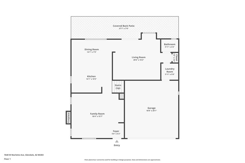 2,120/Mo, 7640 W Marlette Ave Glendale, AZ 85303 Floor Plan View