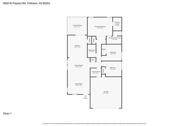 1,885/Mo, 9650 W Payson Rd Tolleson, AZ 85353 Floor Plan View