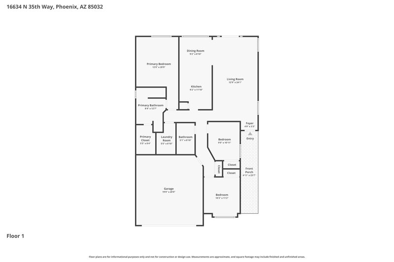 2,355/Mo, 16634 N 35th Way Phoenix, AZ 85032 Floor Plan View