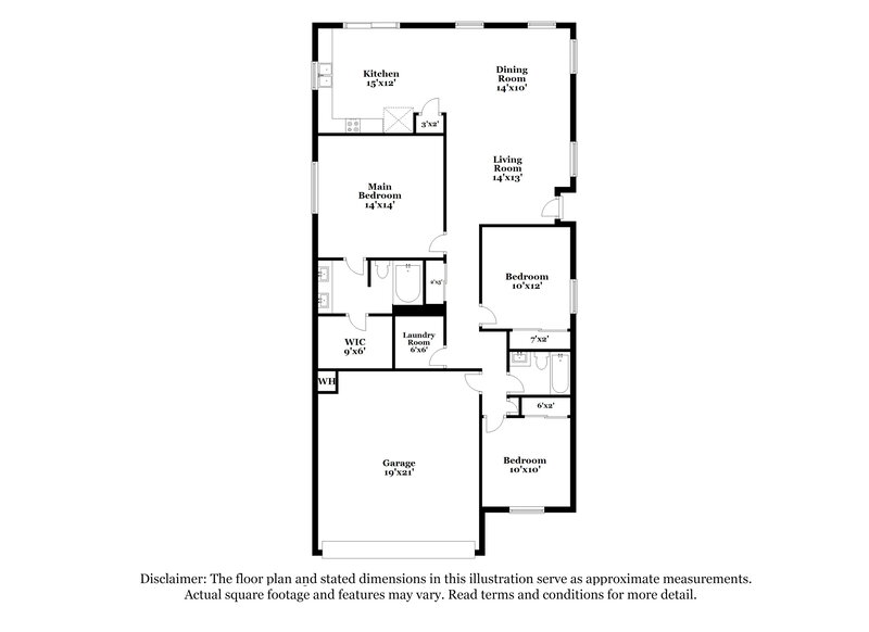2,100/Mo, 22362 N 107th Dr Sun City, AZ 85373 Floor Plan View