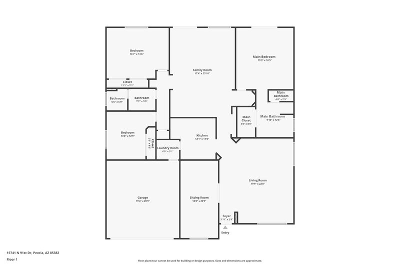 2,710/Mo, 15741 N 91st Dr Peoria, AZ 85382 Floor Plan View