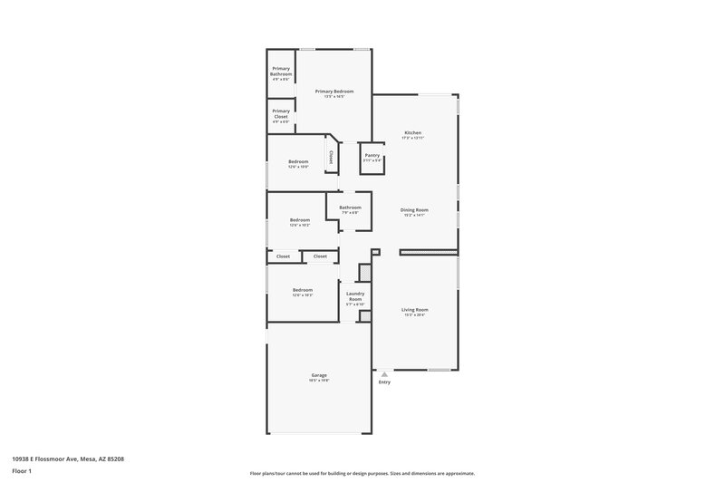 2,060/Mo, 10938 E Flossmoor Ave Mesa, AZ 85208 Floor Plan View