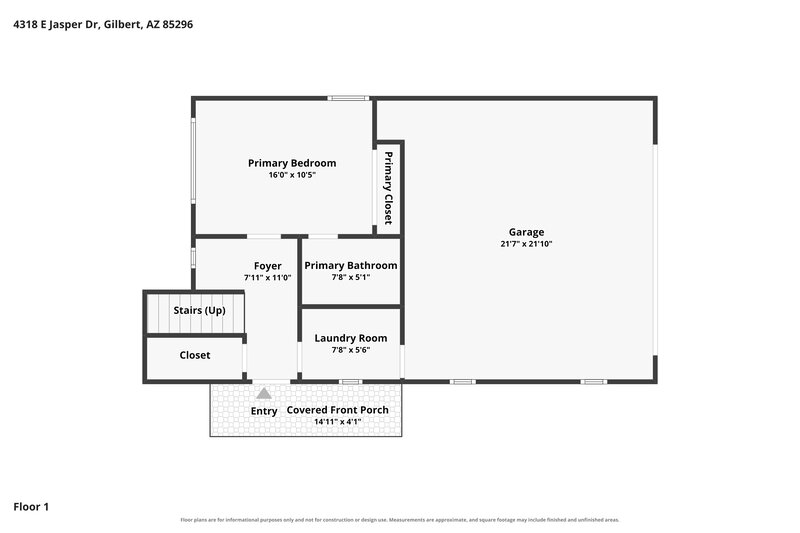 1,965/Mo, 4318 E Jasper Dr Gilbert, AZ 85296 Floor Plan View 2