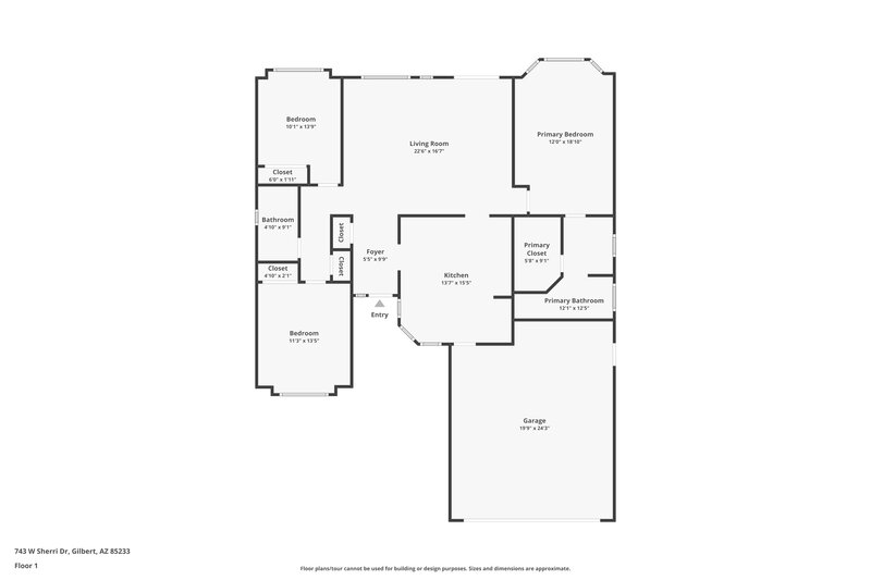 2,370/Mo, 743 W Sherri Dr Gilbert, AZ 85233 Floor Plan View