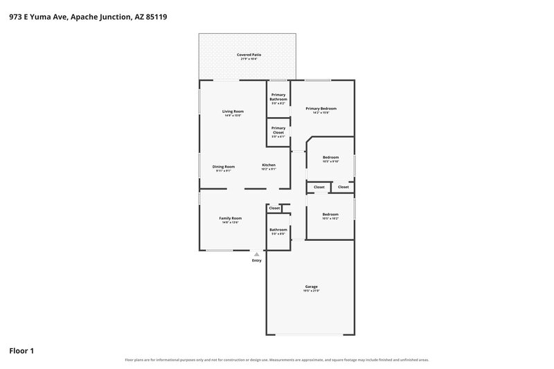 1,960/Mo, 973 E Yuma Ave Apache Junction, AZ 85119 Floor Plan View