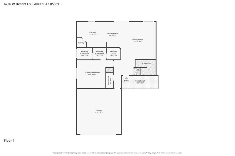 2,200/Mo, 6736 W Desert Ln Laveen, AZ 85339 Floor Plan View
