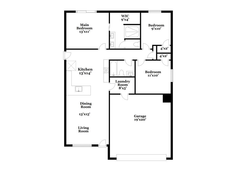 2,025/Mo, 5124 S 23rd Ave Phoenix, AZ 85041 Floor Plan View