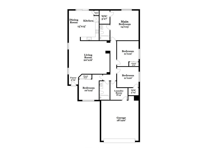 2,115/Mo, 11818 W Larkspur Dr El Mirage, AZ 85335 Floor Plan View