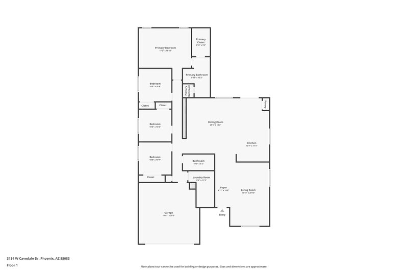 2,515/Mo, 3134 W Cavedale Dr Phoenix, AZ 85083 Floor Plan View