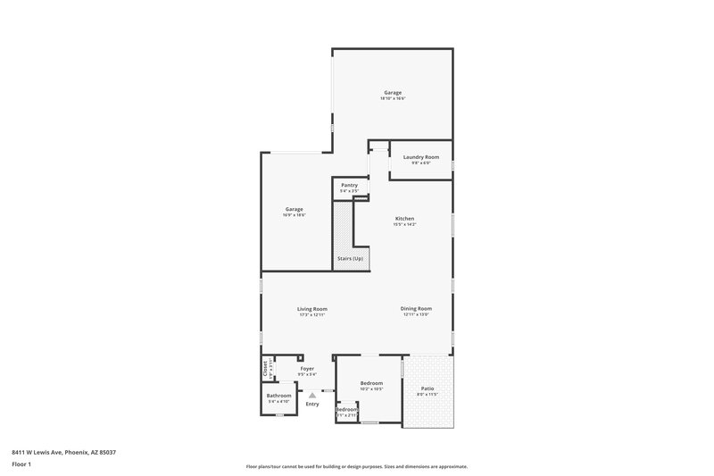 1,950/Mo, 8411 W Lewis Ave, Unit #137 Phoenix, AZ 85037 Floor Plan View