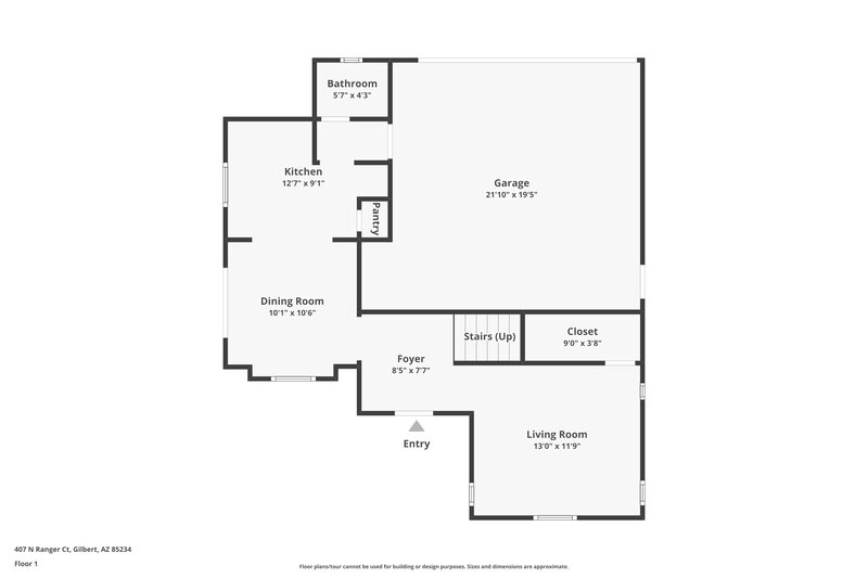 2,025/Mo, 407 N Ranger Ct Gilbert, AZ 85234 Floor Plan View