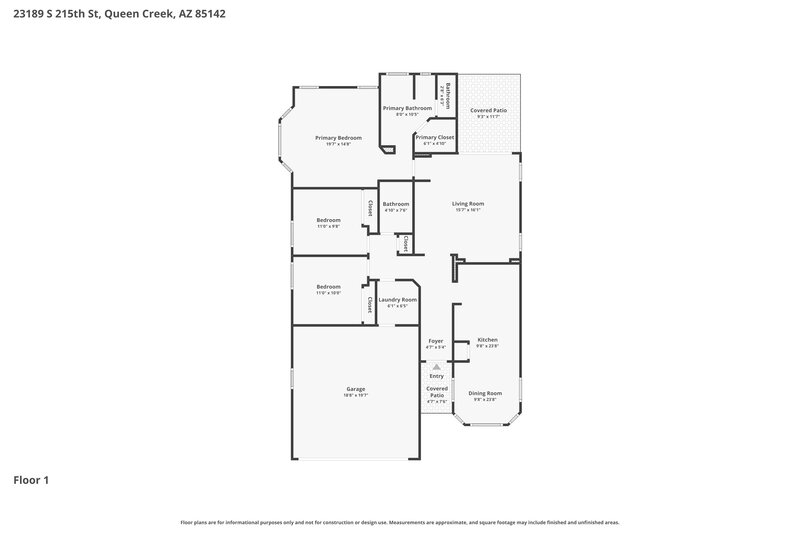 2,160/Mo, 23189 S 215th St Queen Creek, AZ 85142 Floor Plan View
