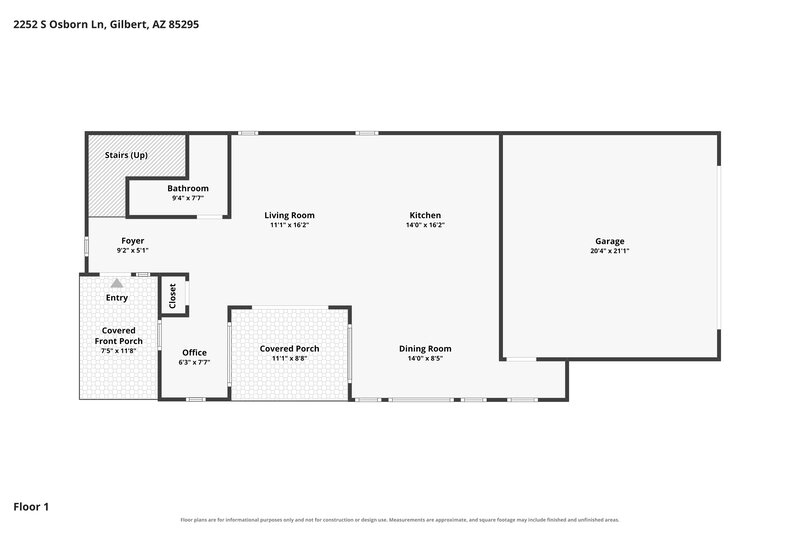 2,470/Mo, 2252 S Osborn Ln Gilbert, AZ 85295 Floor Plan View
