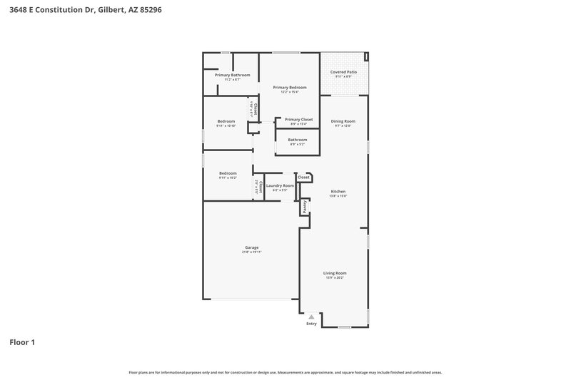 2,280/Mo, 3648 E Constitution Dr Gilbert, AZ 85296 Floor Plan View