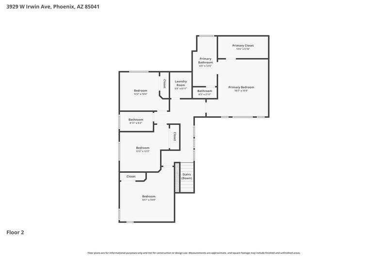 2,200/Mo, 3929 W Irwin Ave Phoenix, AZ 85041 Floor Plan View 2