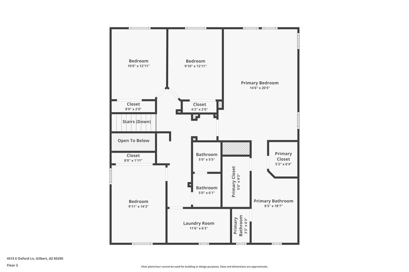 2,440/Mo, 4515 E Oxford Ln Gilbert, AZ 85295 Floor Plan View 2