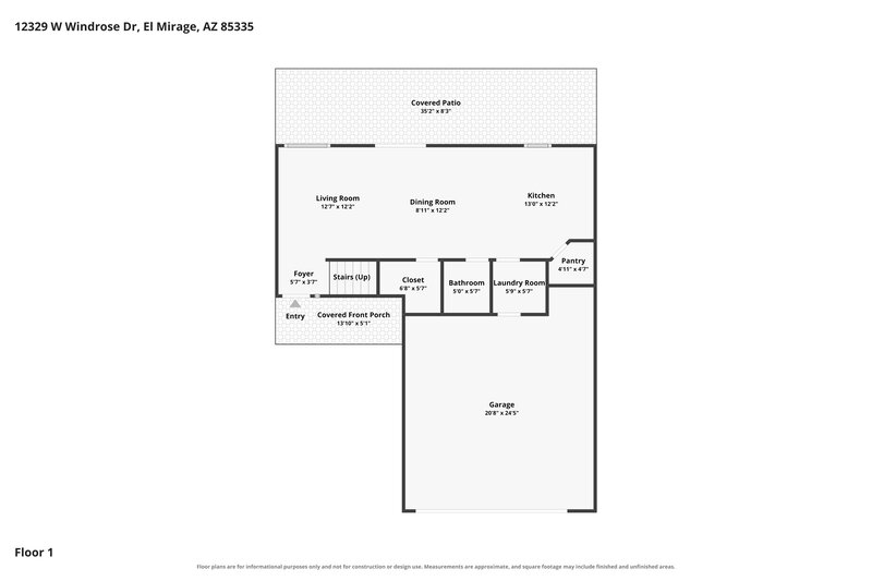 1,835/Mo, 12329 W Windrose Dr El Mirage, AZ 85335 Floor Plan View