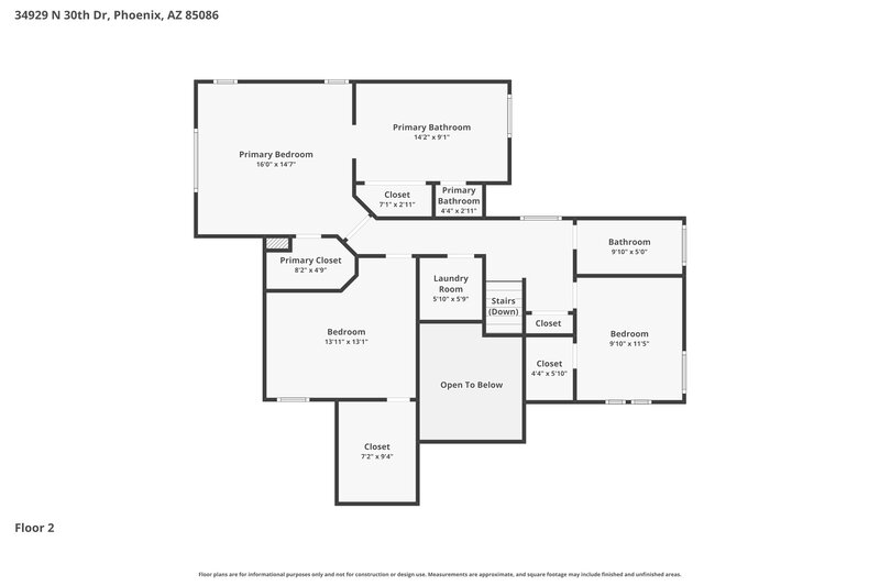 2,725/Mo, 34929 N 30th Dr Phoenix, AZ 85086 Floor Plan View 2