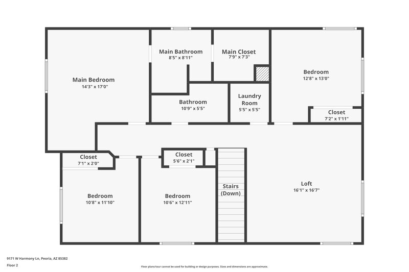 2,265/Mo, 9171 W Harmony Ln Peoria, AZ 85382 Floor Plan View 2