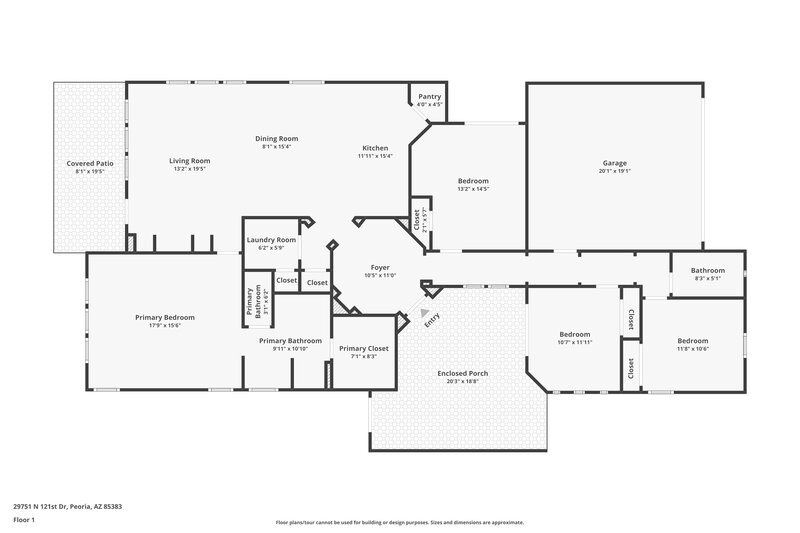 2,220/Mo, 29751 N 121st Dr Peoria, AZ 85383 Floor Plan View