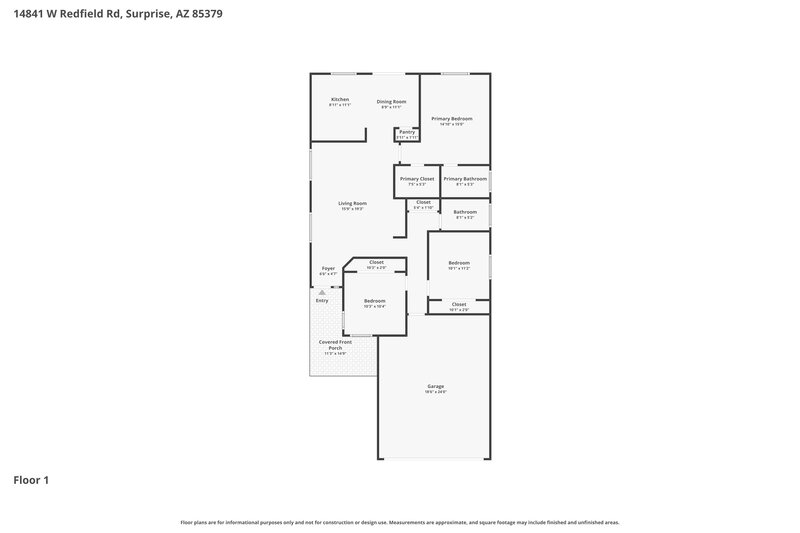 2,040/Mo, 14841 W Redfield Rd Surprise, AZ 85379 Floor Plan View