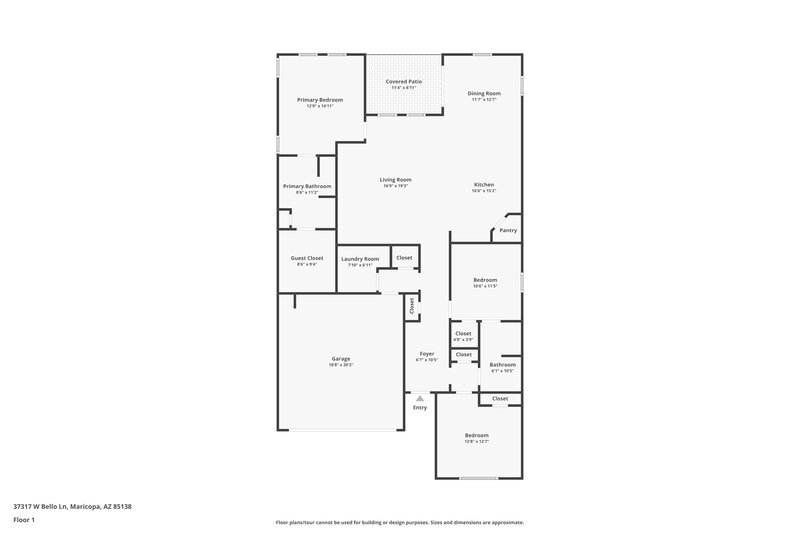 1,670/Mo, 37317 W Bello Ln Maricopa, AZ 85138 Floor Plan View