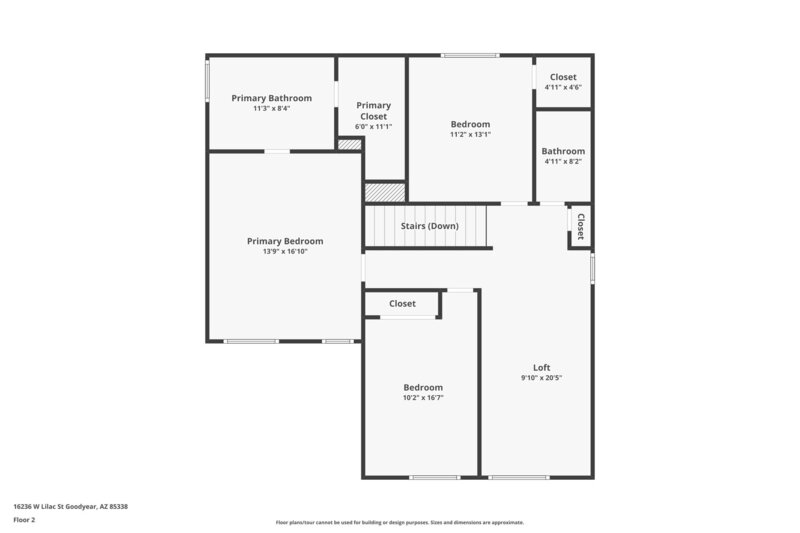 2,075/Mo, 16236 W Lilac St Goodyear, AZ 85338 Floorplan View