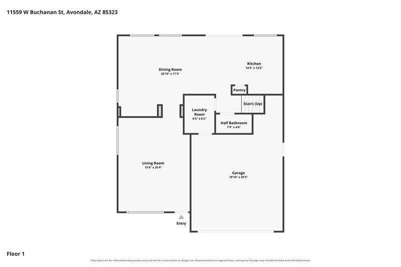 2,295/Mo, 11559 W Buchanan St Avondale, AZ 85323 Floor Plan View